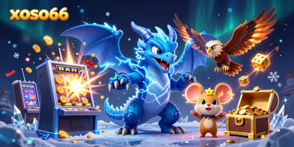 Experience the excitement of xoso66 with thrilling characters and vibrant casino elements bursting with energy.