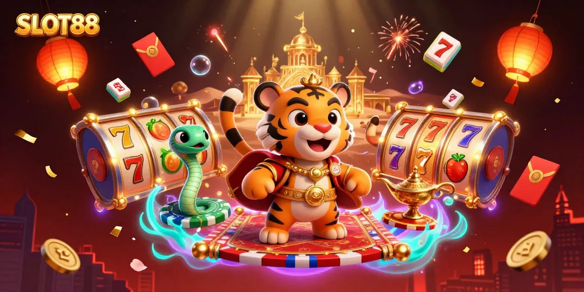 SLOT88 menawarkan pengalaman bermain slot yang kaya dalam ilustrasi 3D dengan karakter raja dan elemen keberuntungan.