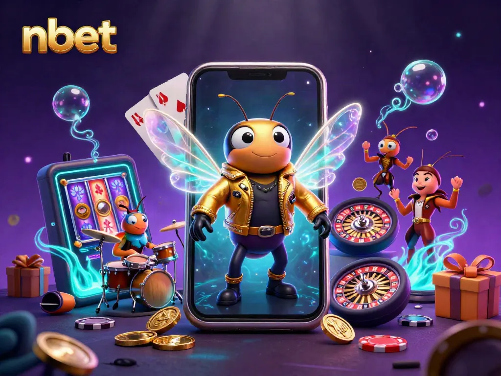 Experience vibrant slot games with nbet, featuring rockstar characters and golden coins.