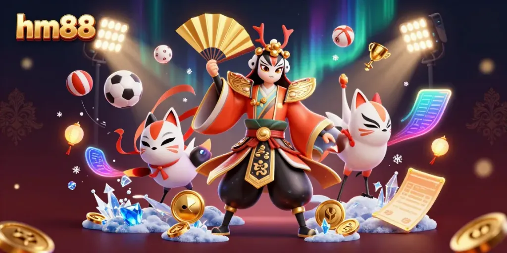 Experience the thrill of hm88, featuring dynamic 3D characters, sports elements, and vibrant casino ambiance.
