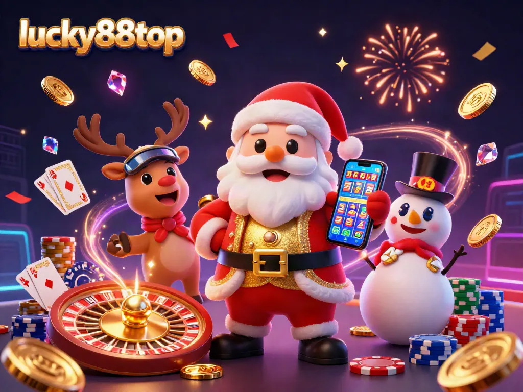 Spin the reels for big wins at lucky88top with a vibrant casino-themed illustration.