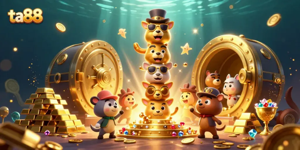 Experience thrilling gaming at ta88, featuring a dynamic golden totem and vibrant casino elements.