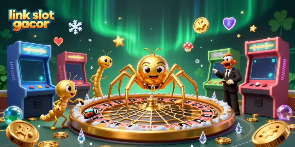 Menangkan taruhan di link slot gacor dengan ilustrasi menarik yang menggambarkan suasana kasino online.