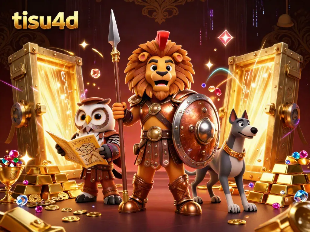 Tangkapan permainan menarik di TISU4D dengan simbol slot dan elemen jackpot yang bersinar.