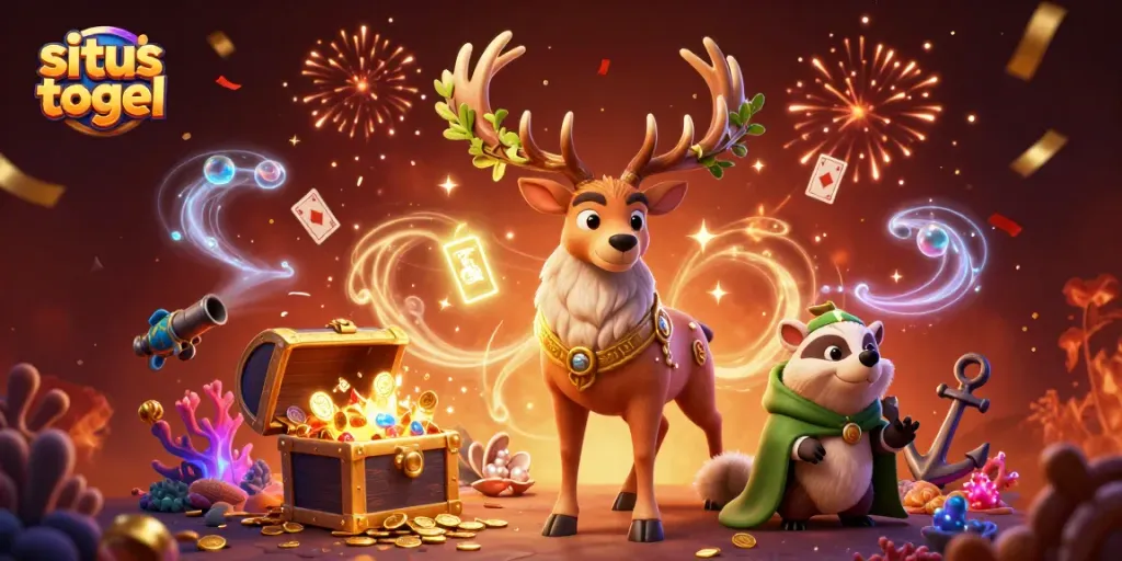 Engage with situs togel in this dynamic 3D illustration featuring mystical characters and underwater treasures.