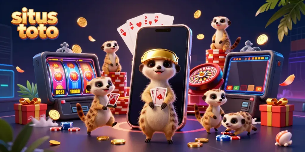 Permainan menarik situs toto dengan koloni meerkat menjalankan operasi kasino yang ceria.