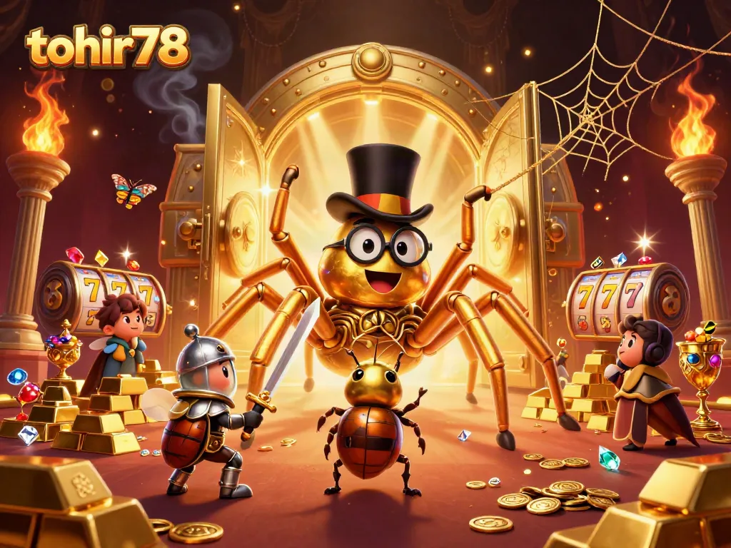 Experience thrilling fun with tohir78 as characters from a casino world interact amid treasures.