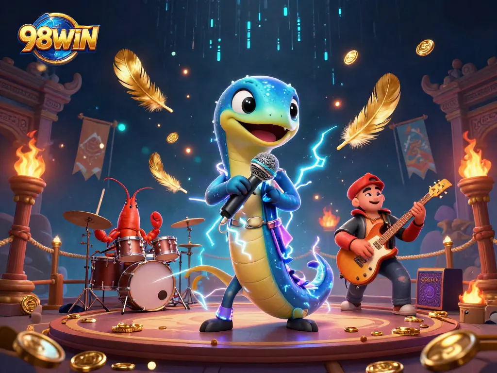 Experience thrilling gameplay at 98WIN with an underwater casino party featuring electric eel performers.
