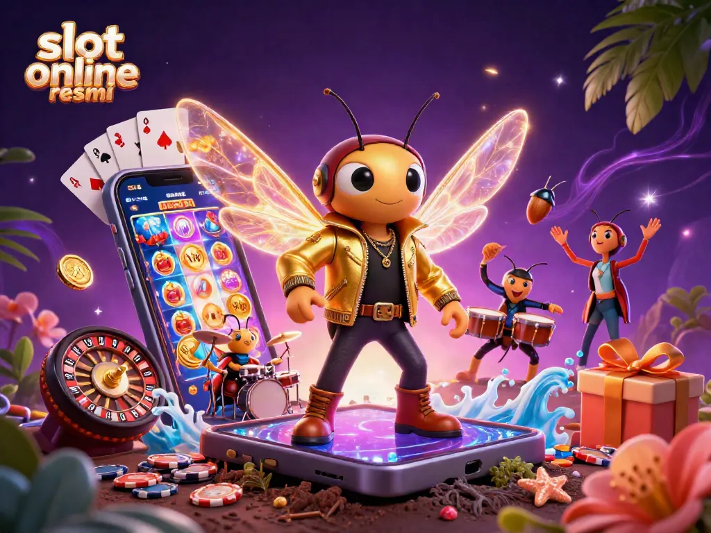 Experience the thrill of slot online resmi with animated characters and rich game elements in a vibrant 3D scene.
