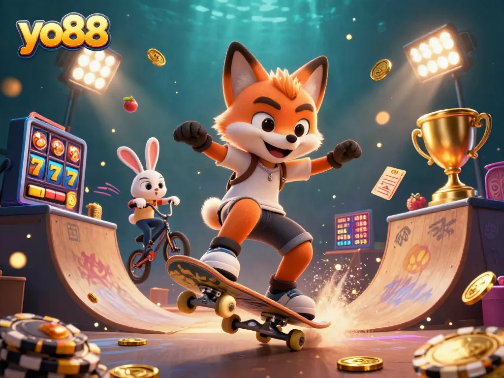 Engage with yo88's vibrant slot games while enjoying a dynamic scene of gaming excitement.