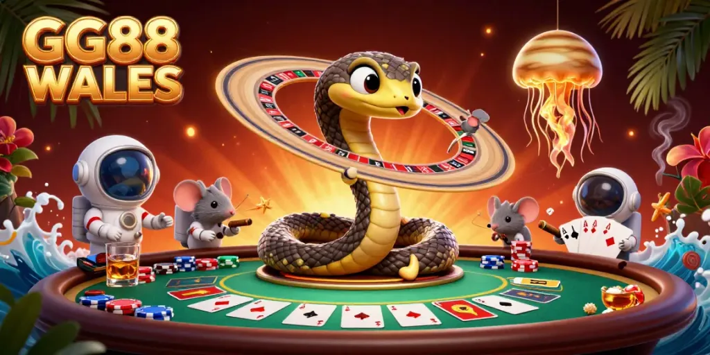 Engage in exciting bets at GG88 WALES with a 3D cosmic gambling scene featuring unique cartoon characters.