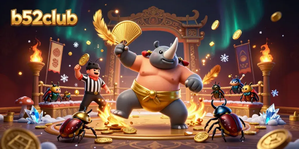 Experience high-energy gaming action at b52club with dynamic characters and vibrant casino-themed visuals.