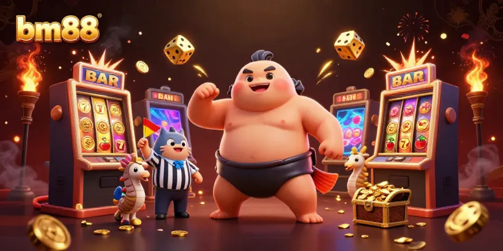 Experience the excitement of bm88 with a vibrant underwater casino scene featuring unique characters and dynamic game elements.