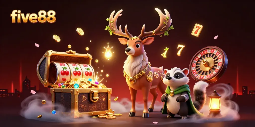 Experience thrilling slots at five88 with vibrant 3D druid and rich casino elements.