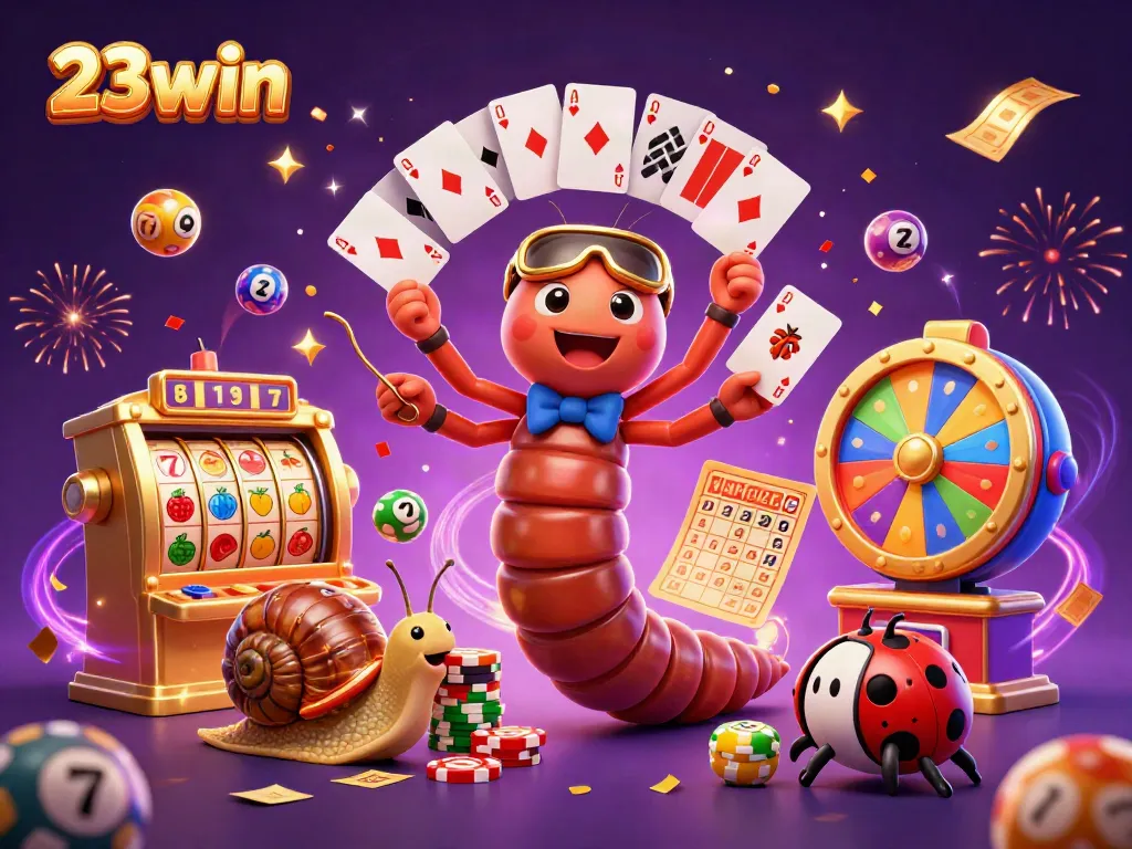 Experience thrill and excitement at 23win with vibrant slot reels and animated characters.