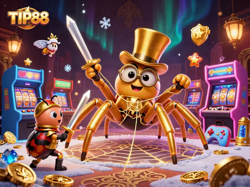 Engage with exciting TIP88 gaming through a vibrant 3D digital casino illustration filled with action and charm.