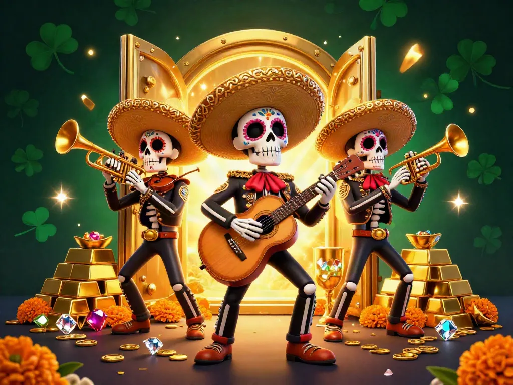 Experience winning strategies at oxbet88 with a vibrant and dynamic casino-themed 3D illustration of a festive mariachi band.