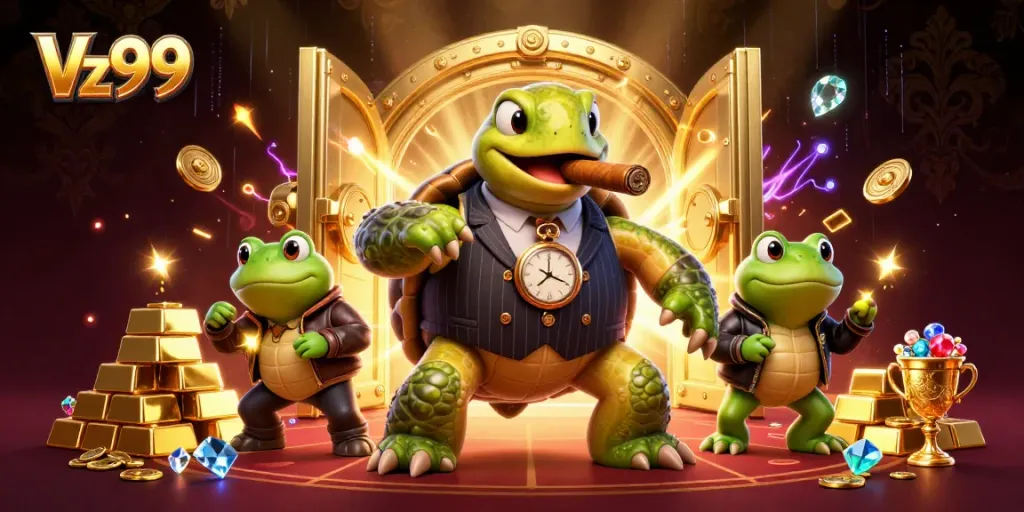 Engage with Vz99 Casino's thrilling experience filled with gleaming treasures and animated characters.