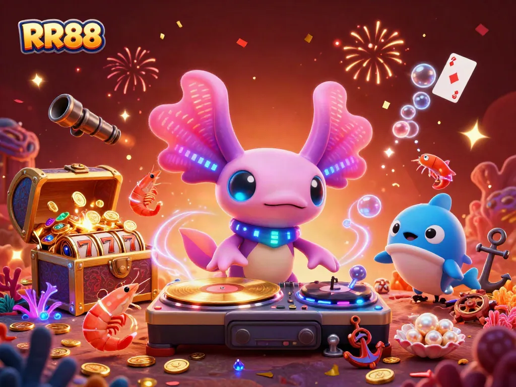 Experience thrilling gaming at RR88's vibrant casino world with dynamic characters and colorful elements