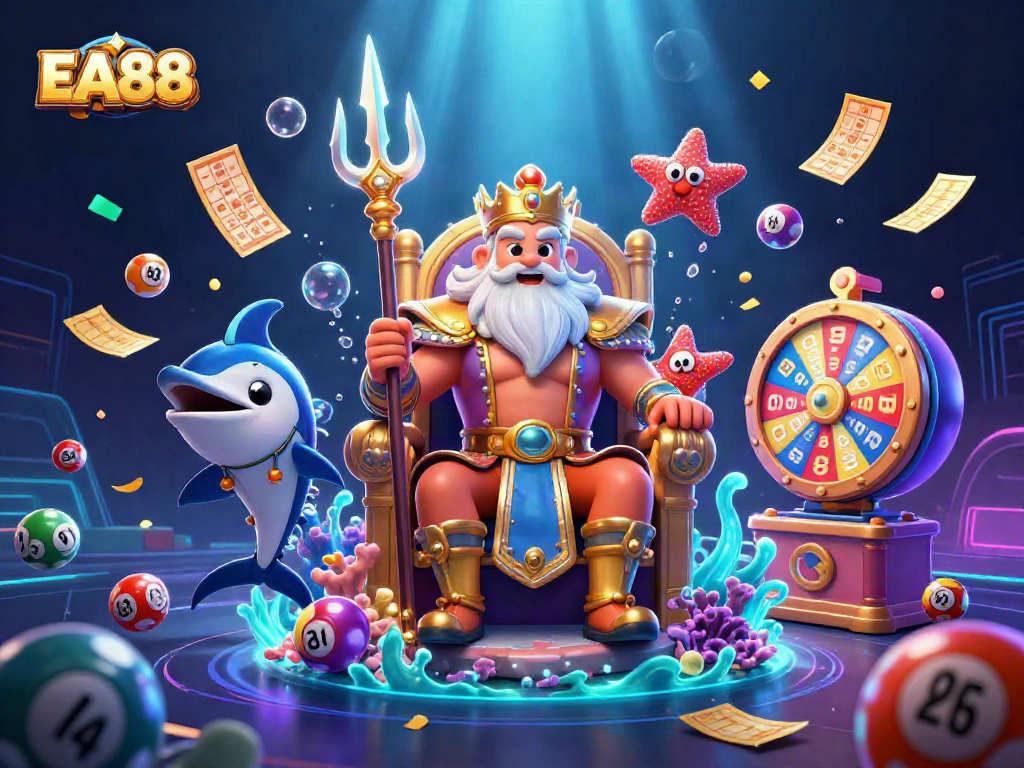 Engage with EA88's vibrant casino lottery scene featuring dynamic colorful elements.