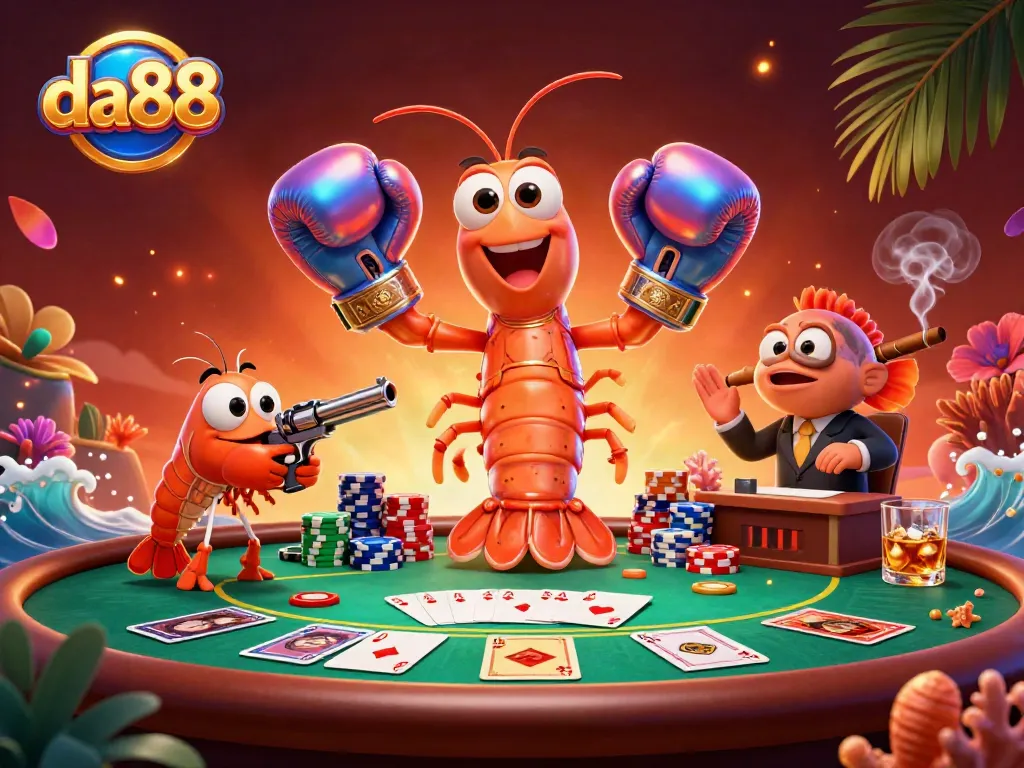 da88 showcases a dynamic poker scene with vibrant characters and rich game elements enhancing the excitement.