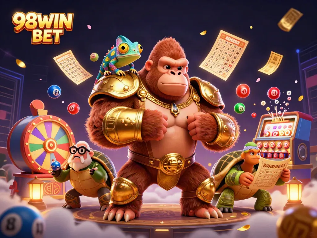 Experience thrill with 98WIN BET as the exciting 3D characters gather vibrant casino elements.