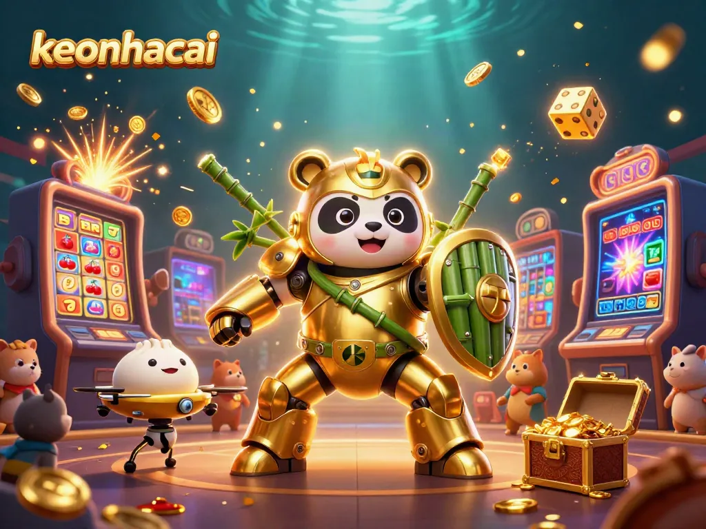 Experience the excitement of keonhacai with a vibrant 3D cartoon scene depicting casino elements and sports betting action.