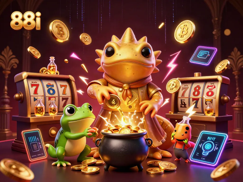 Experience vibrant 88i gameplay where alchemists transform treasures in a dynamic casino scene.