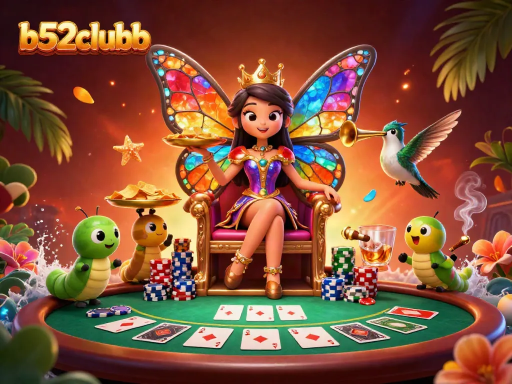 Play thrilling cards at b52clubb while immersed in a colorful casino kingdom atmosphere.