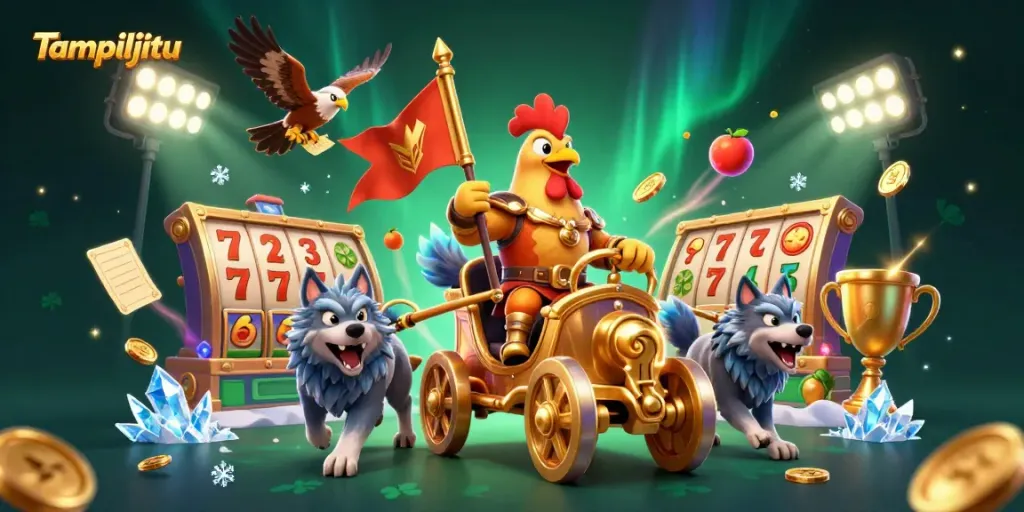 Experience excitement with Tampiljitu as the rooster warlord leads the digital slots battle.