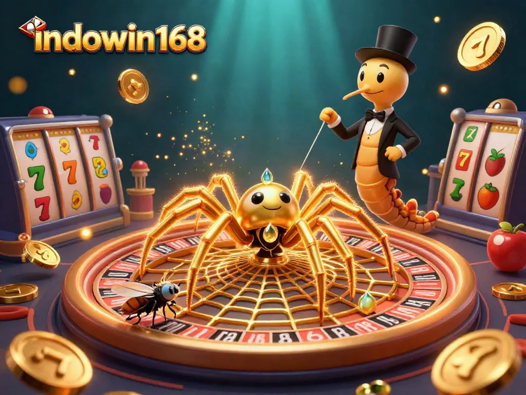 Spin the roulette web with indowin168 while a fly nervously places bets and a centipede croupier spins.