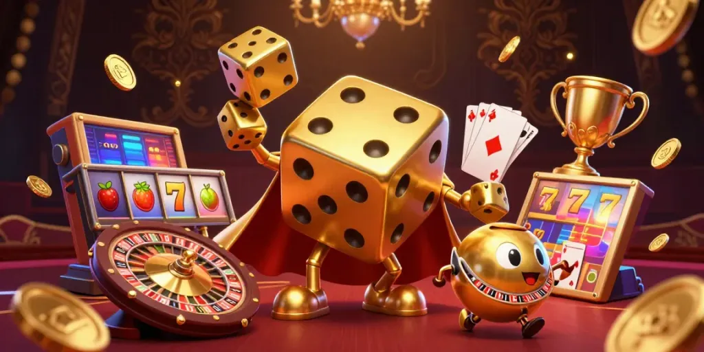Engage in thrilling gameplay at UY88 with a vibrant illustration of gaming elements and characters.