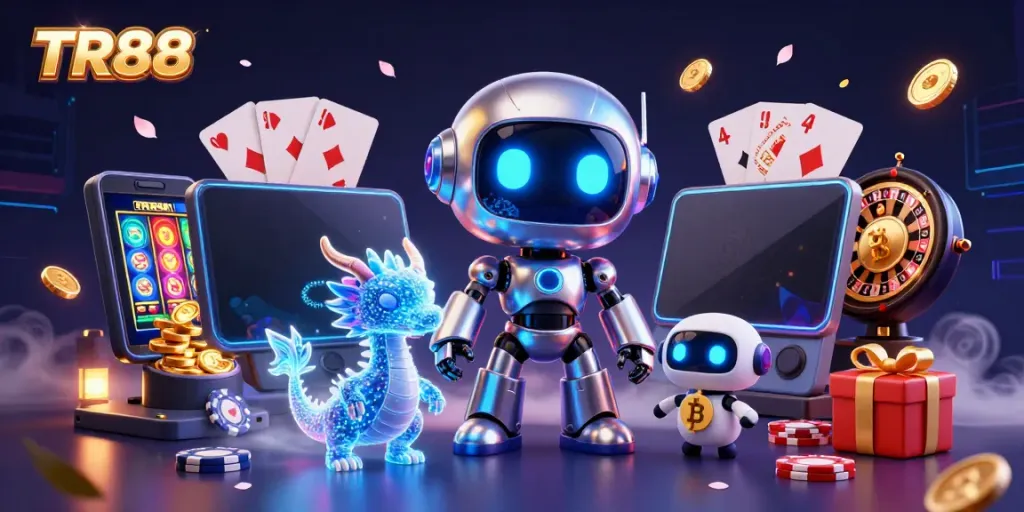 Engage in thrilling gameplay at TR88 with animated characters and vibrant casino elements.