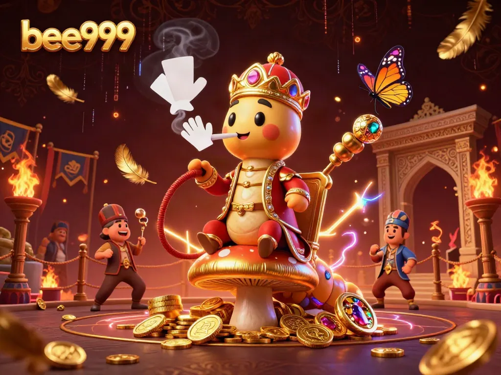 Experience the thrilling world of bee999 with a vibrant 3D casino scene showcasing game elements and characters