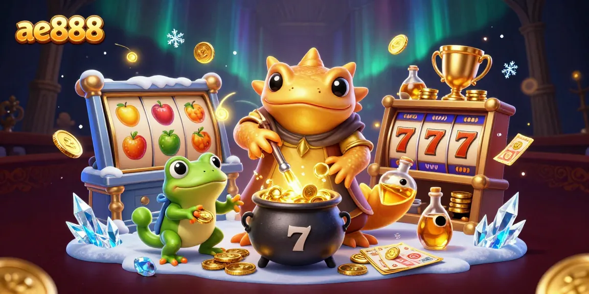 Engage with ae888's thrilling online casino games featuring golden salamanders and vibrant slot reels.