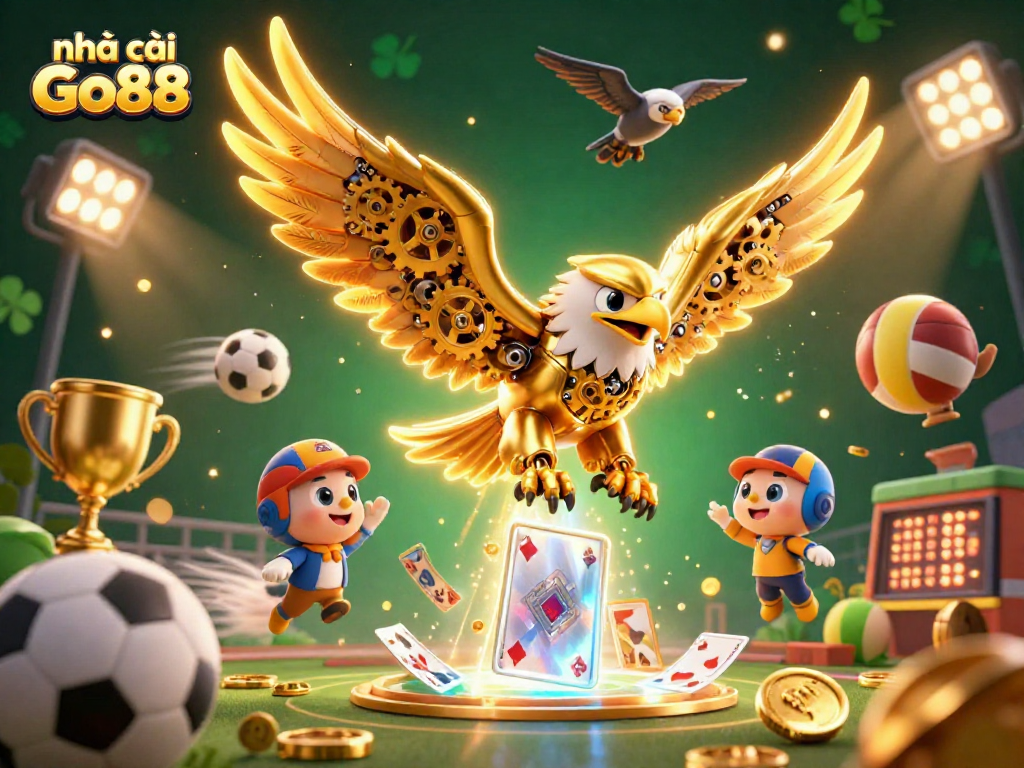 Engage with nhà cái Go88 through exciting sports-themed gambling illustrated by dynamic 3D elements.