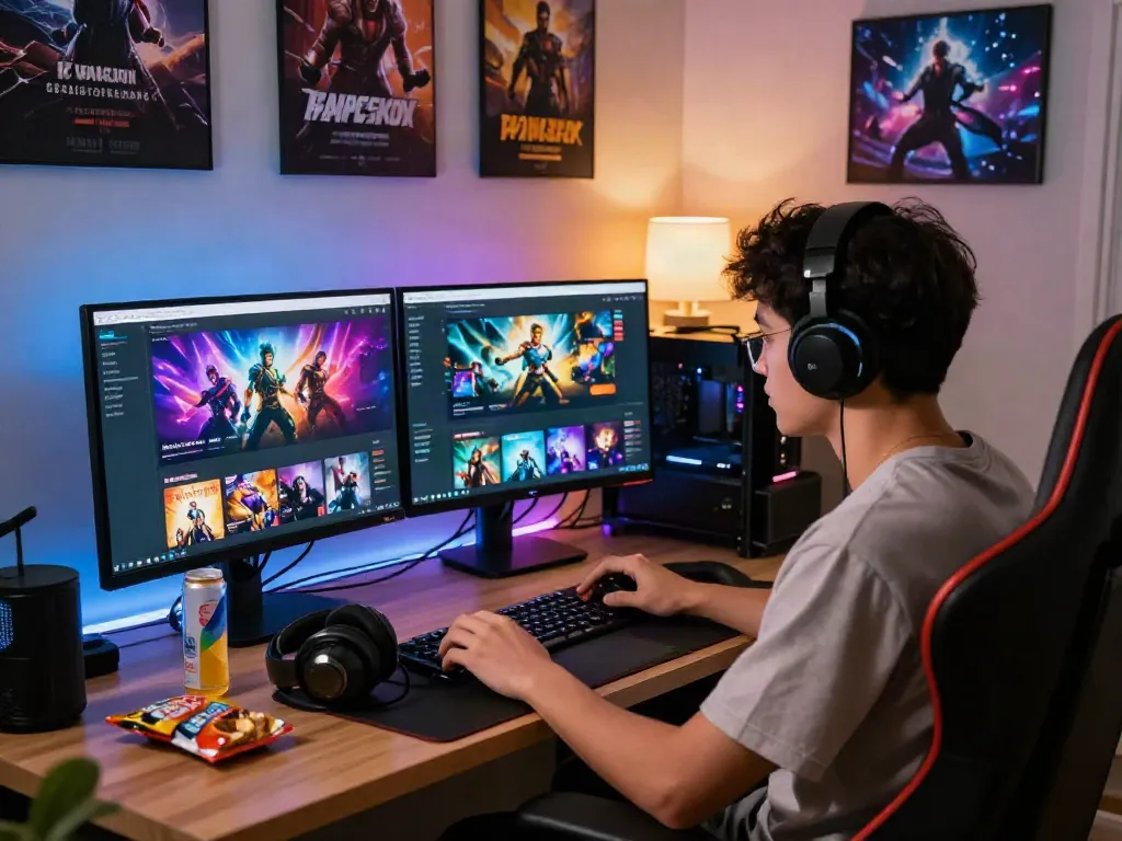 Engaging gaming environment featuring a user browsing warung168 digital game platform.