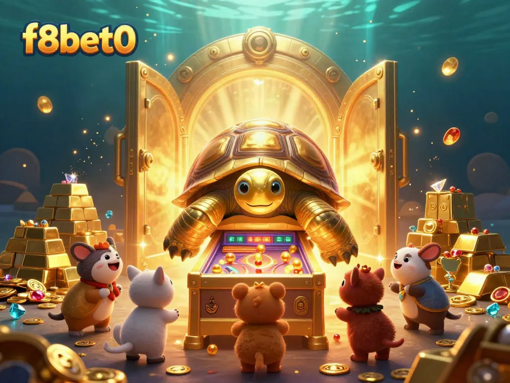 Experience the excitement of winning with f8bet0's vibrant and detailed casino illustration featuring thrilling games and treasures.