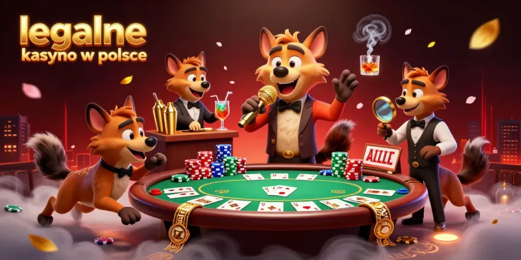 Experience the vibrant atmosphere at legalne kasyno w polsce with animated hyenas in a casino scene.