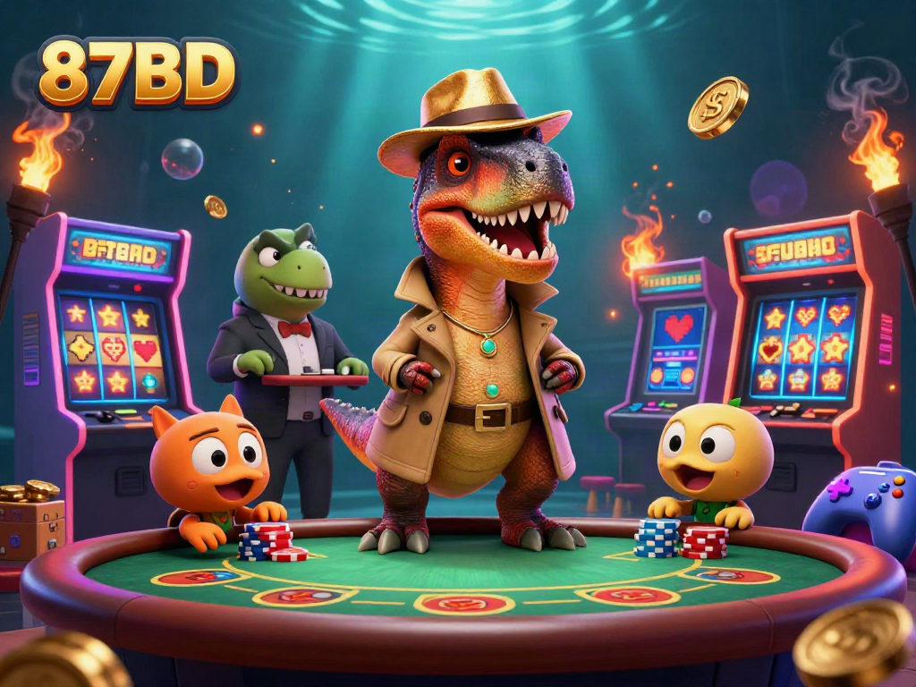 87BD velociraptor card counter engaging in blackjack amid casino excitement