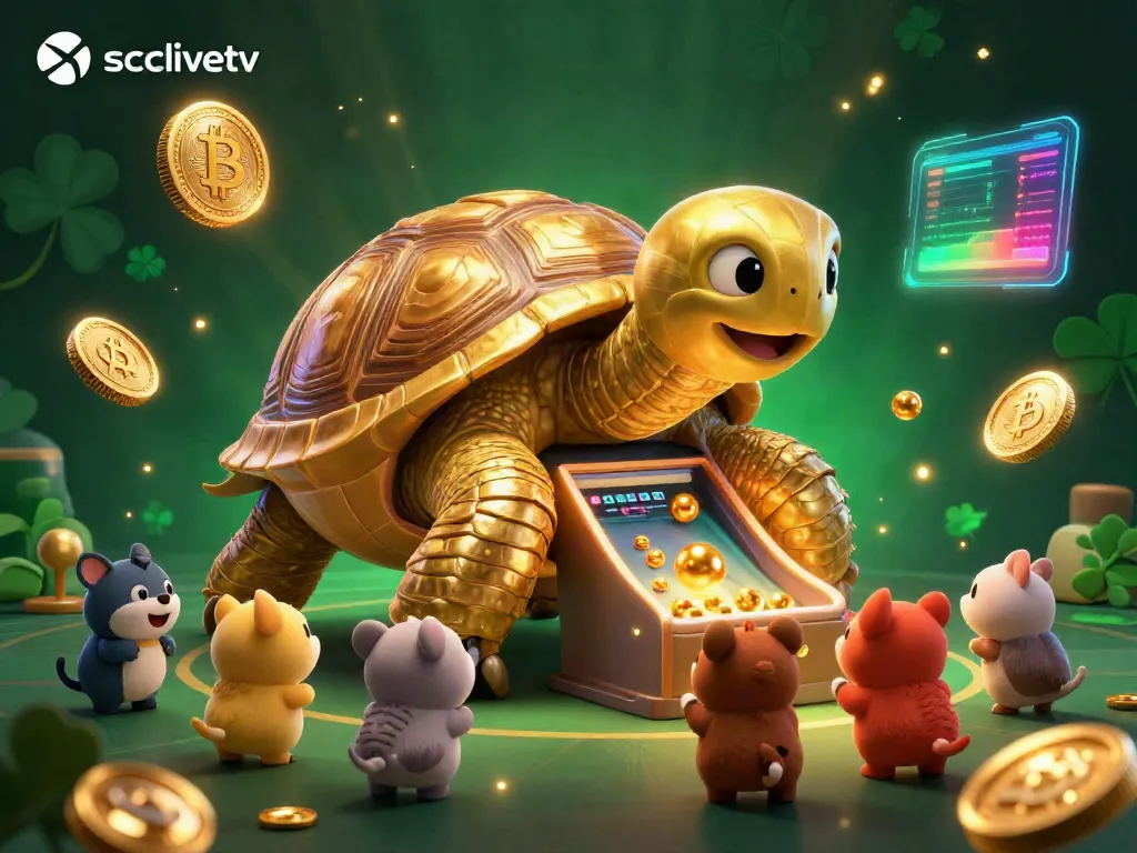 SocoliveTV highlights thrilling gameplay featuring a giant tortoise pinball machine with vibrant crypto elements and excited players.
